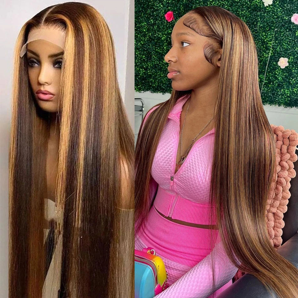 13x4 Hd Highlight Wigs Colored Lace Front Human Hair Wigs For Women Honey Blonde Straight Hd Lace Frontal Wigs Human Hair