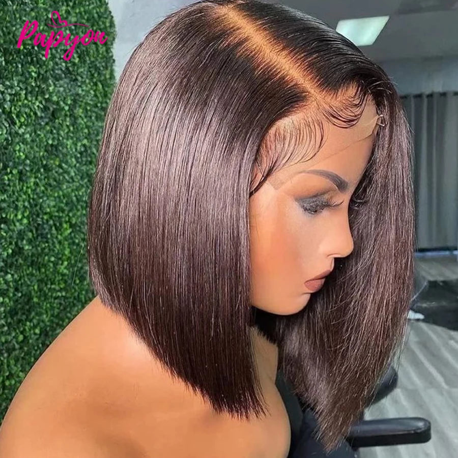 13x6 Straight Lace Frontal Brazilian Human Hair Short Bob Wig For Women 15A Straight Transparent Lace Front Bob Wigs 8 10 12 14 16 Inch